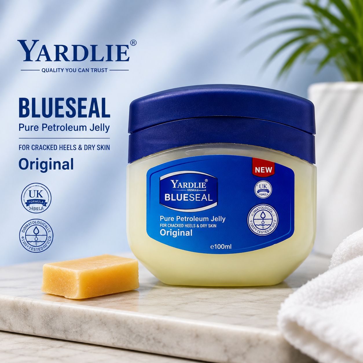 Yardlie Professional BlueSeal Petroleum Jelly for Cracked Heels, Dry & Rough Skin Care |100ml