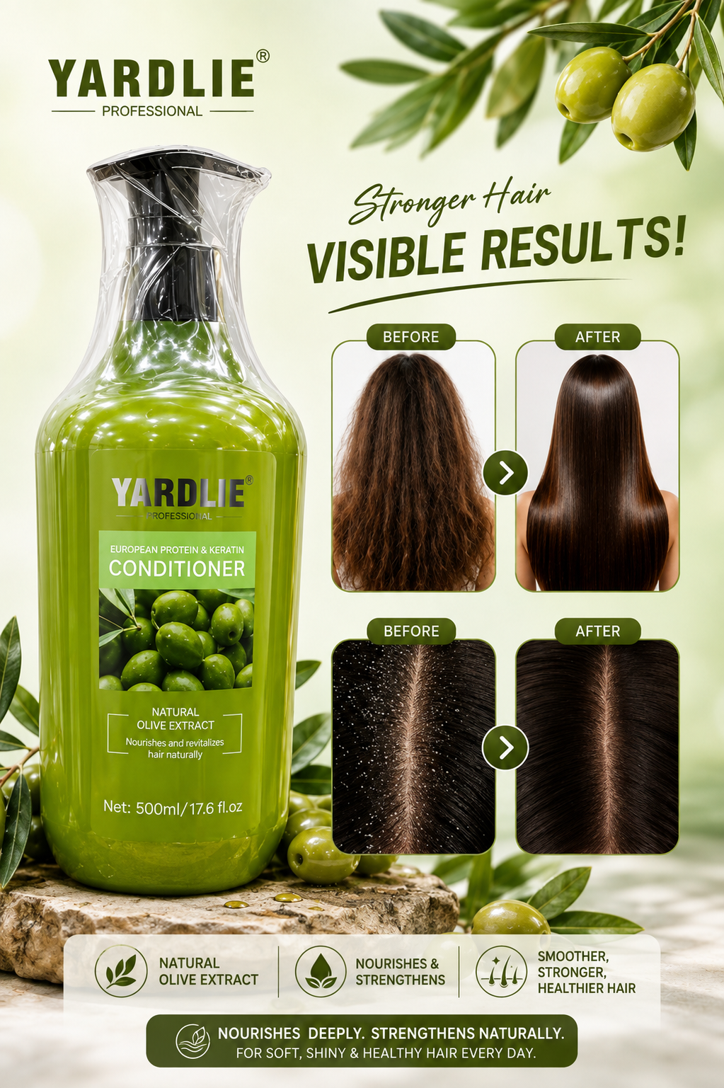 Yardlie Professional European Protein and Keratin Conditioner Natural Olive Extract