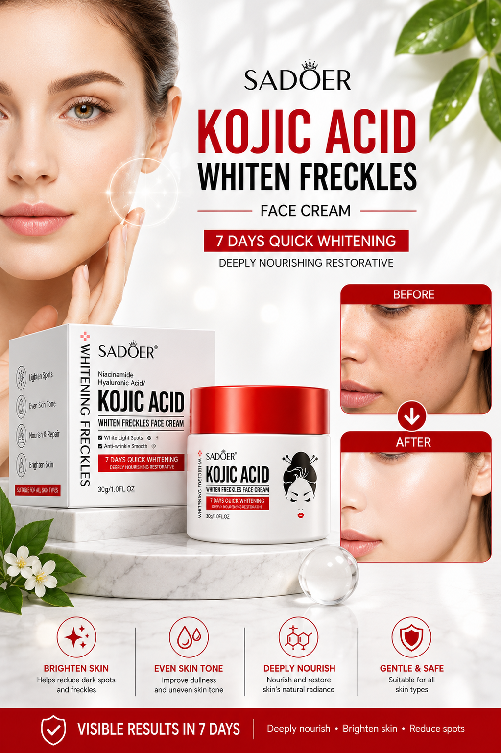 Sadoer Kojice Acid Whiten Freckles Face Cream
