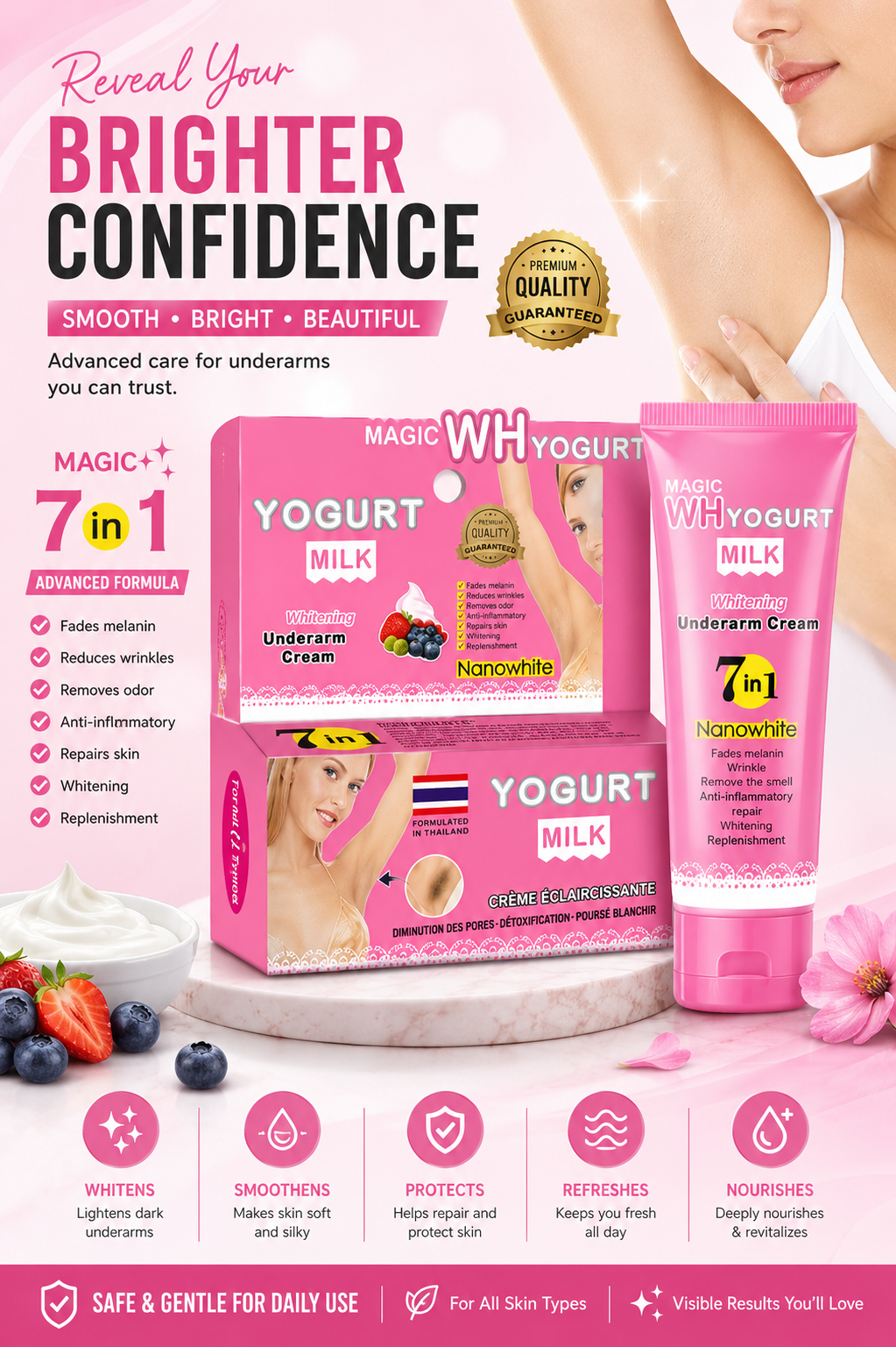 Magic Yogurt Milk Whitening Underarm Cream Made In Thailand