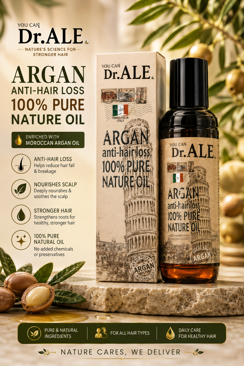 Dr ALE Argan hair Anti Hair Loss 100% Pure Natural Oil