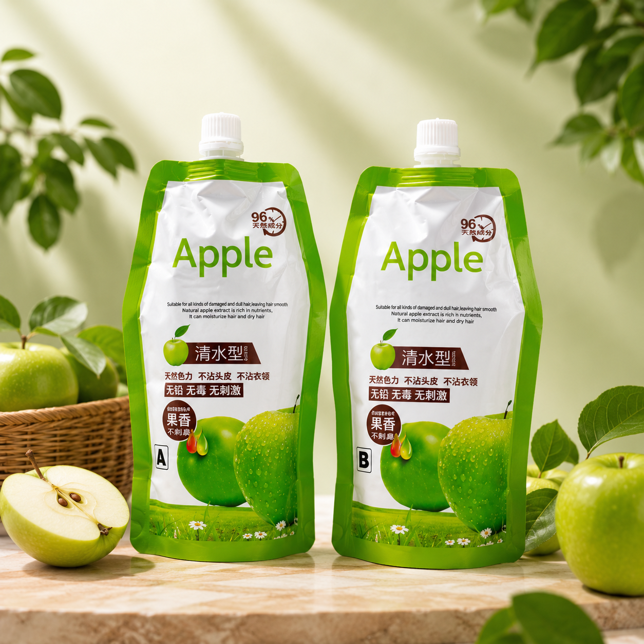 Apple Dark Brown Hair Color Cream Organic and Natural Ammonia Free Full Gray Coverage