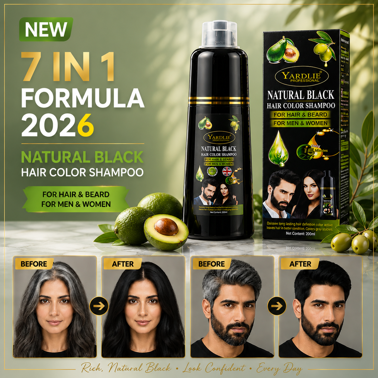 Yardlie Natural Black Hair Color Shampoo UK Based Formula