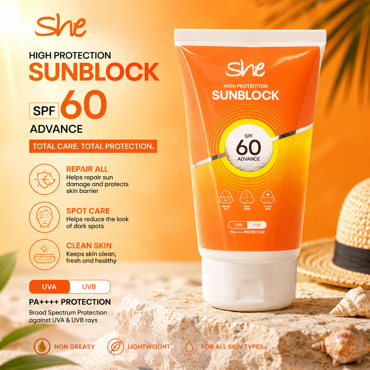 She High Protection SunBlock SPF 60 Advance