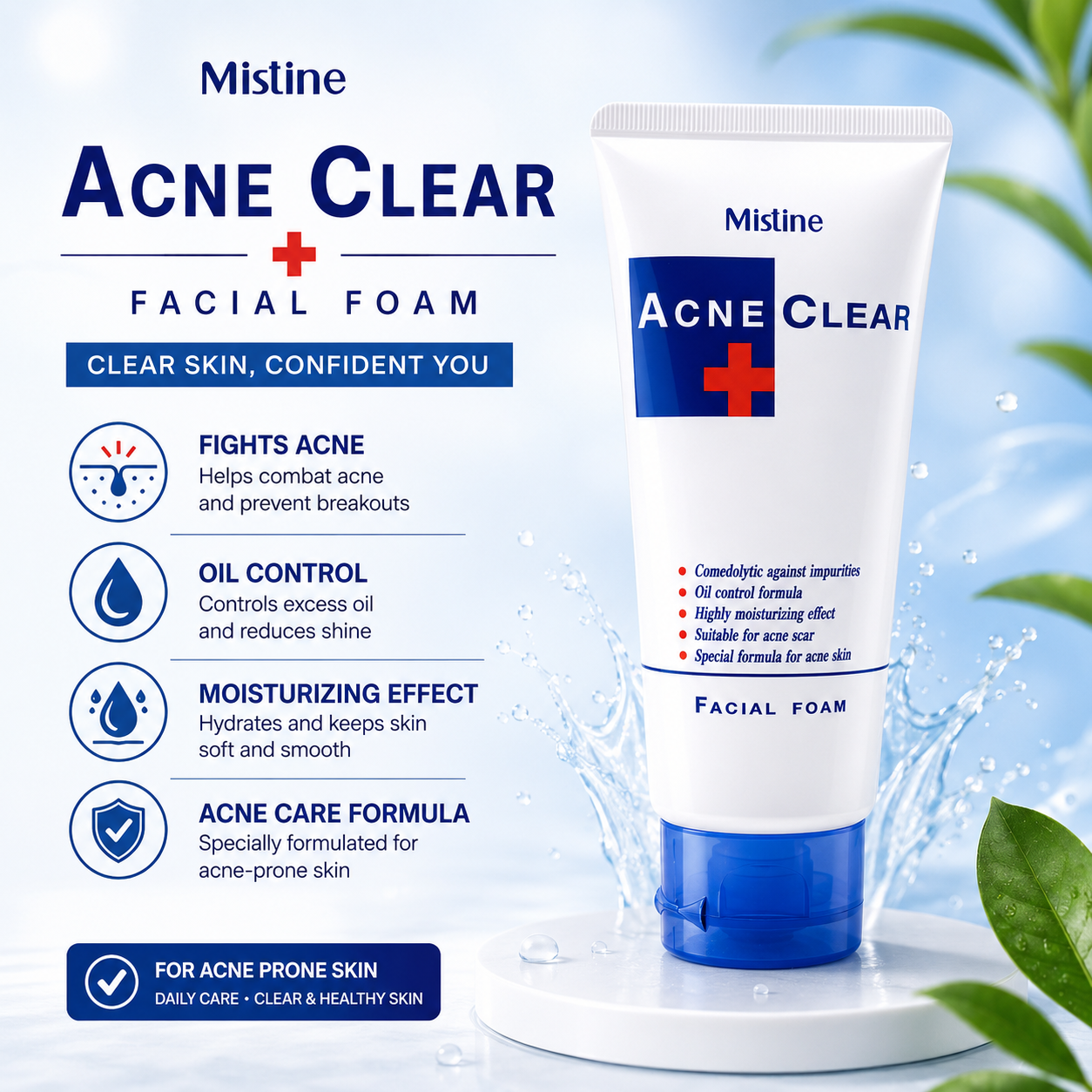 Mistine Acne Clear + Facial Foam