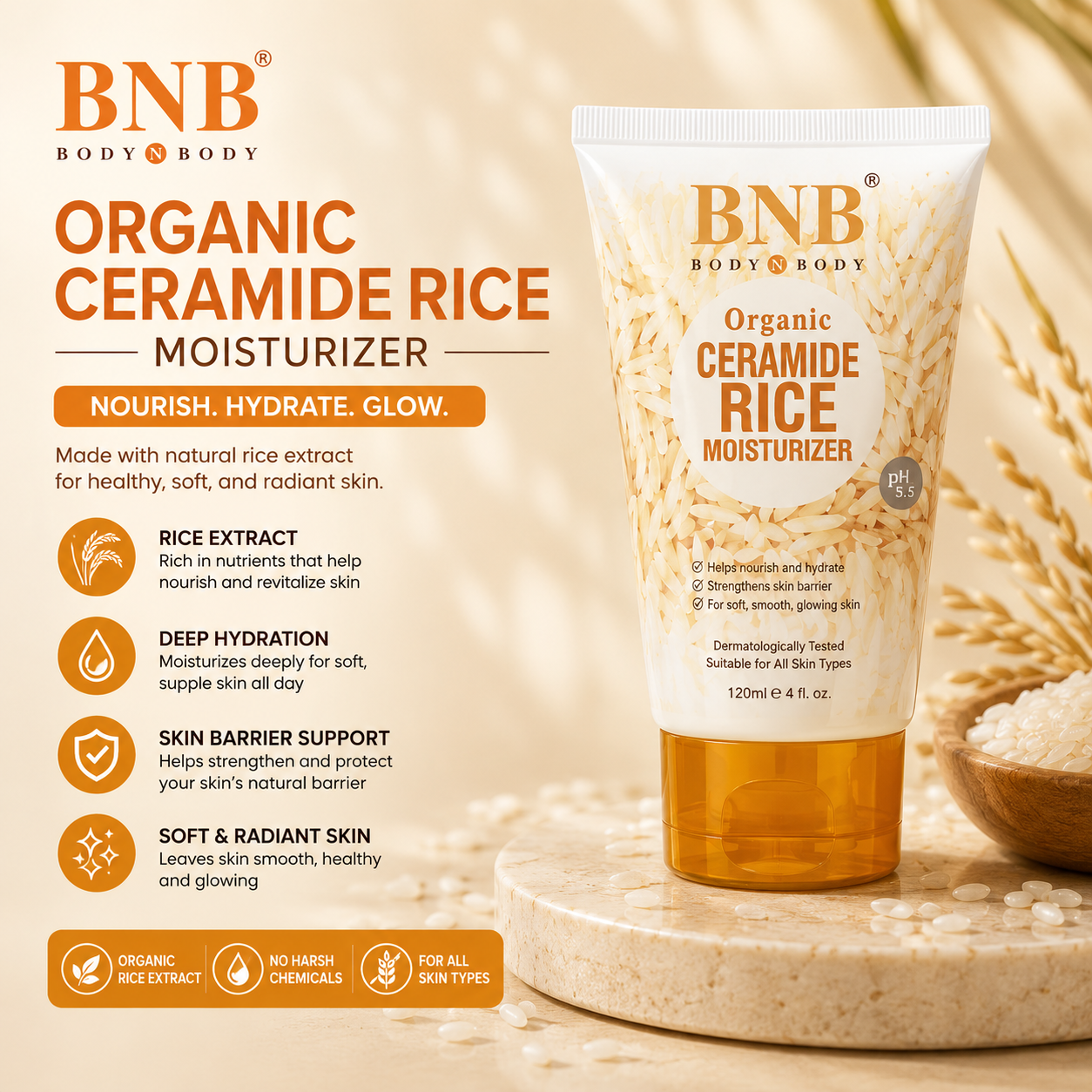 BNB Body n Body Organic Ceramide Rice Moisturizer 120ml
