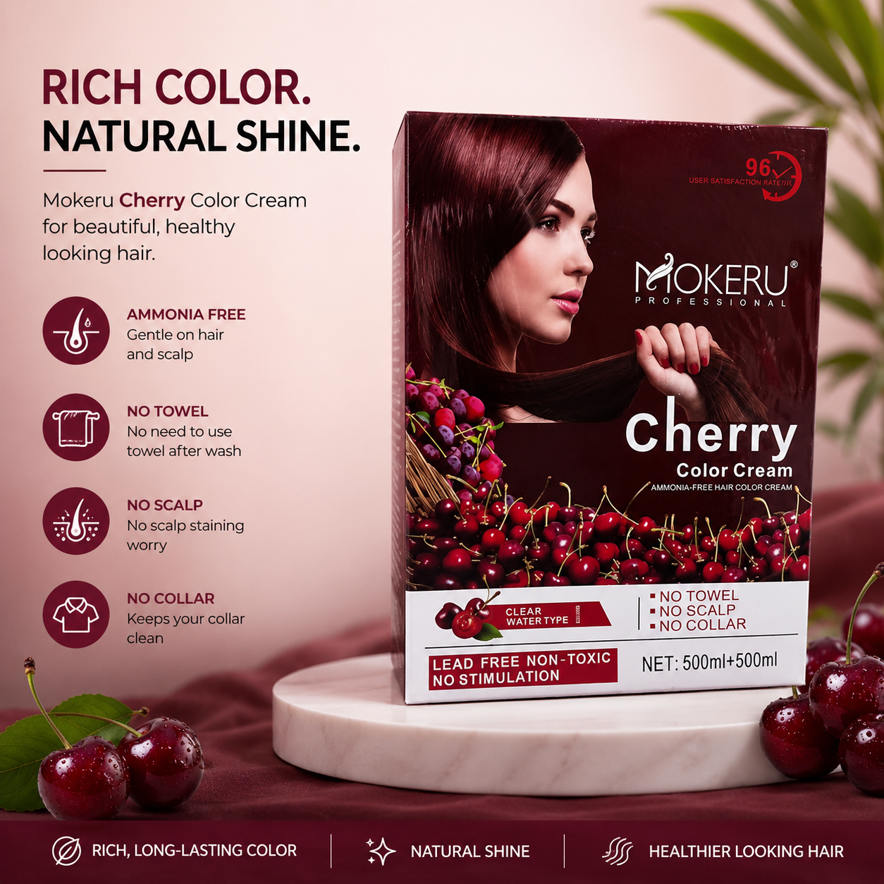 Mokeru Cherry Hair Color Cream Review Ammonia Free 500ml+500ml