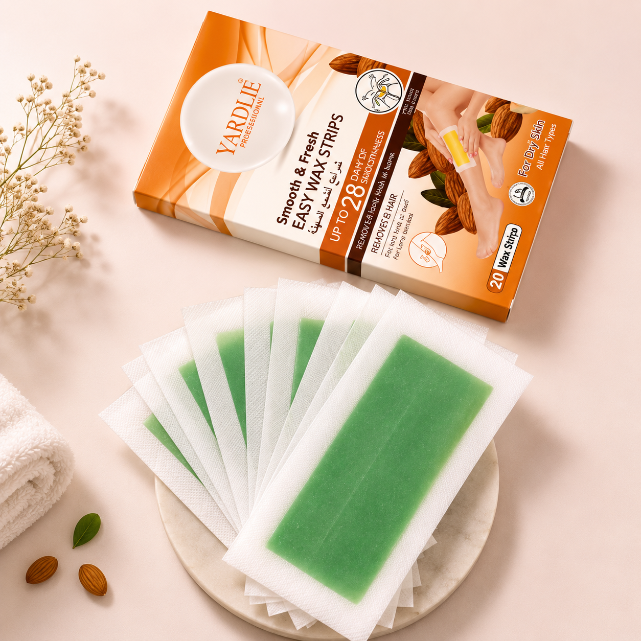 Yardlie Professional Easy Wax Strips Almond Extract 20pcs