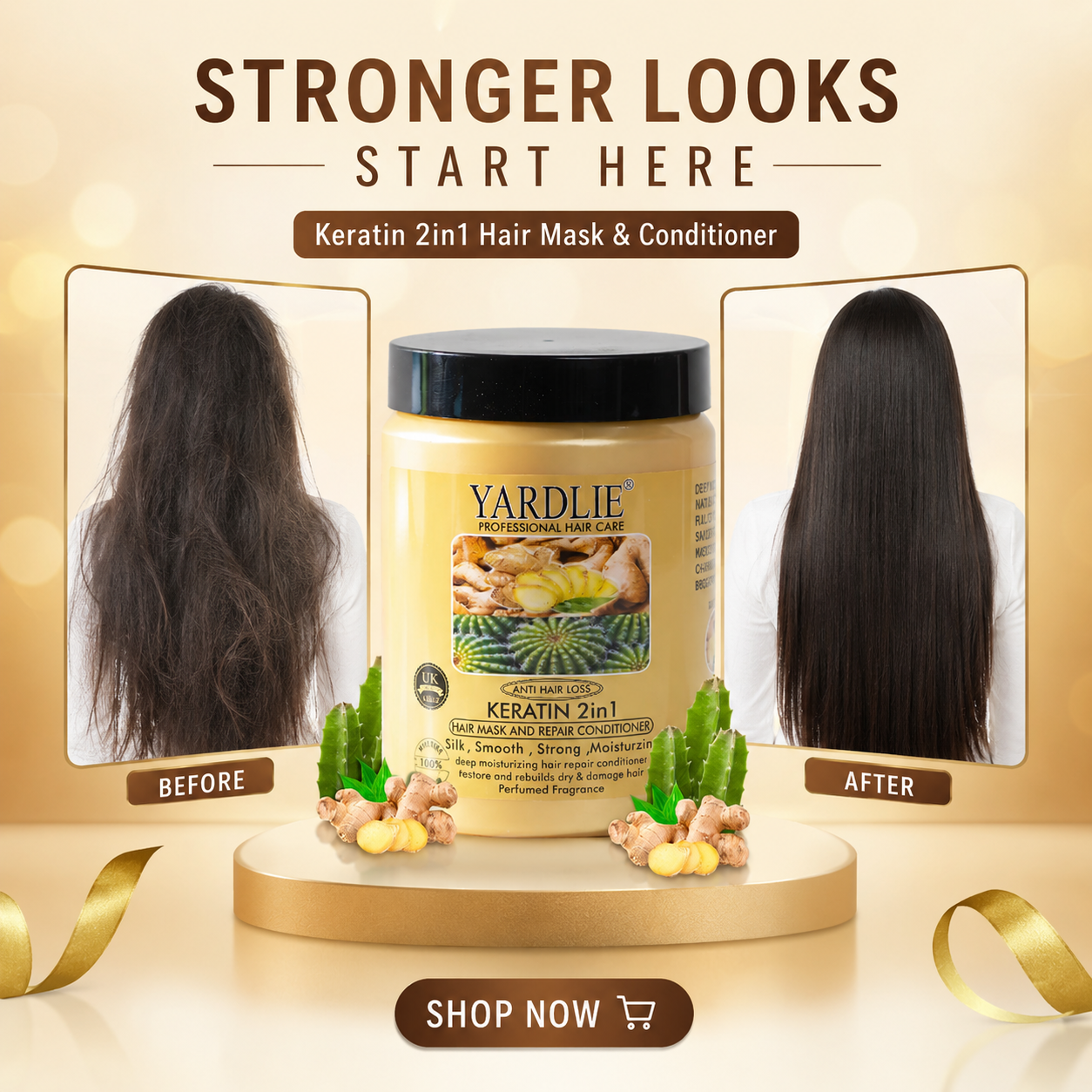 Yardlie Ginger and Cactus 2 in 1 Hair Mask & Repair Conditioner