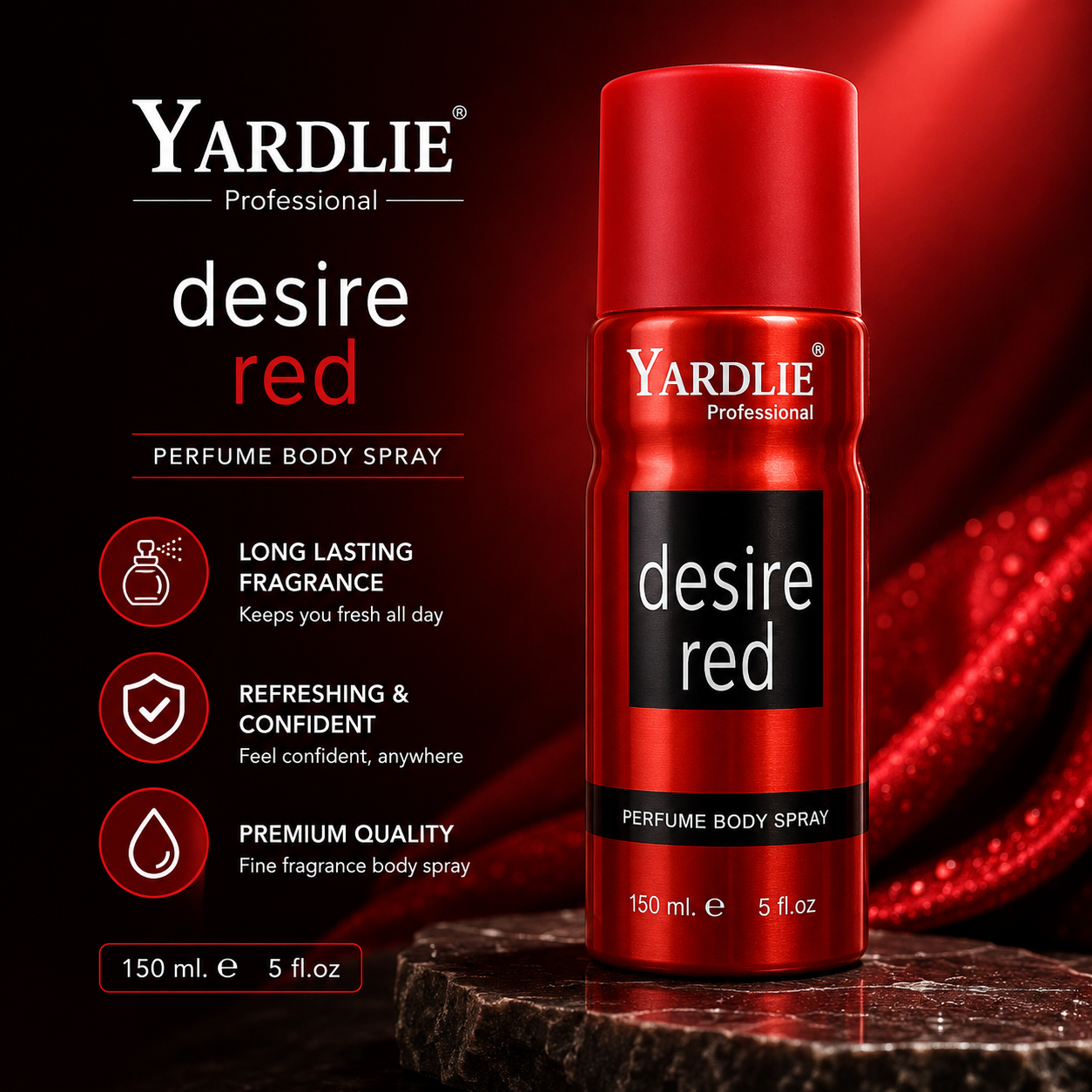 Yardlie Professional desire red Perfume Body Spray 150ml