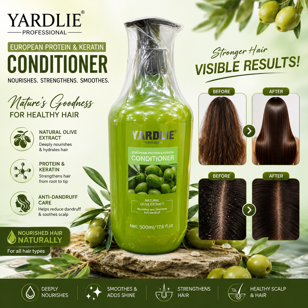 Yardlie Professional European Protein and Keratin Conditioner Natural Olive Extract