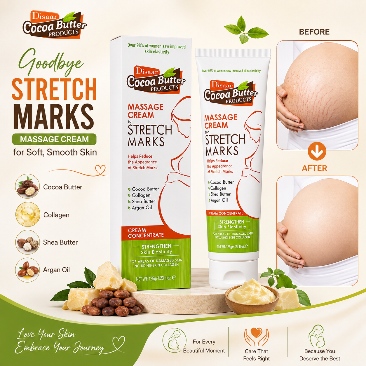 Disaar Cocoa Butter Massage Cream For Stretch Marks
