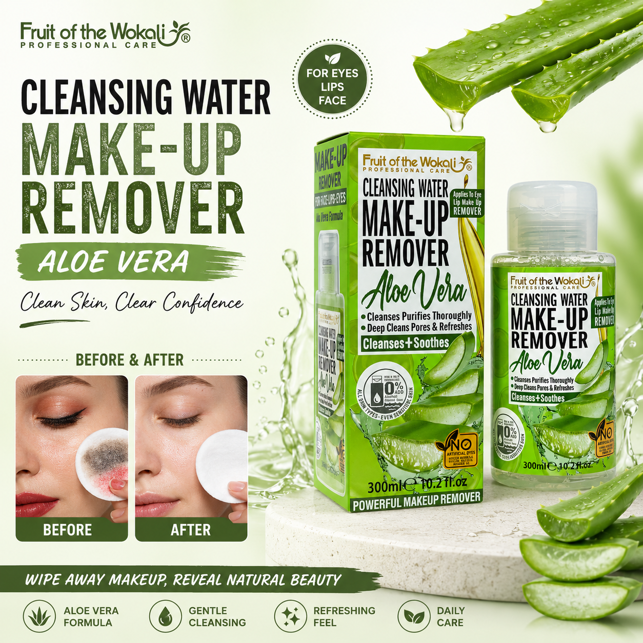 Fruit of The Wokali Cleansing Water Make Up Remover Aloe Vera