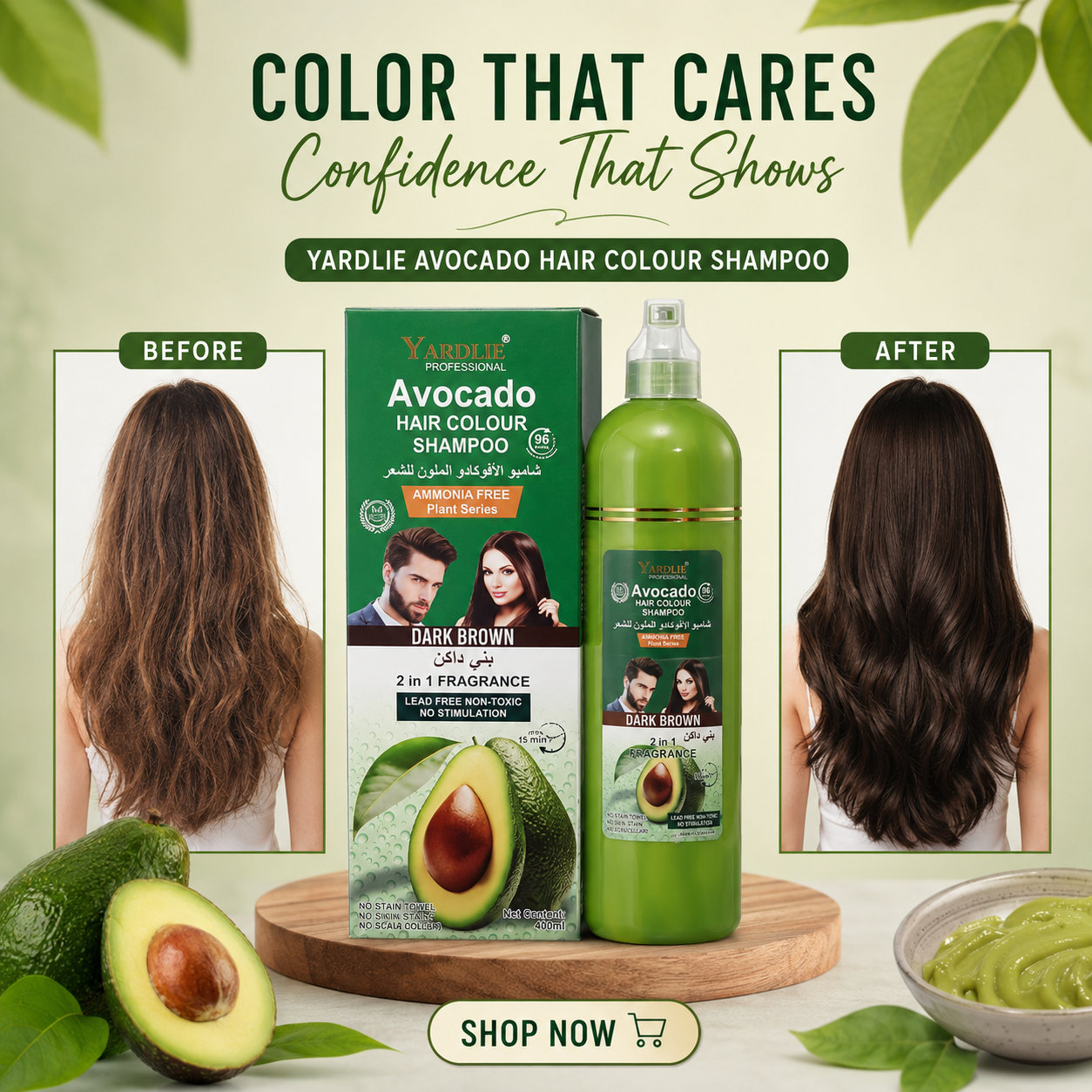 Yardlie Avocado Hair Colour Shampoo – Dark Brown