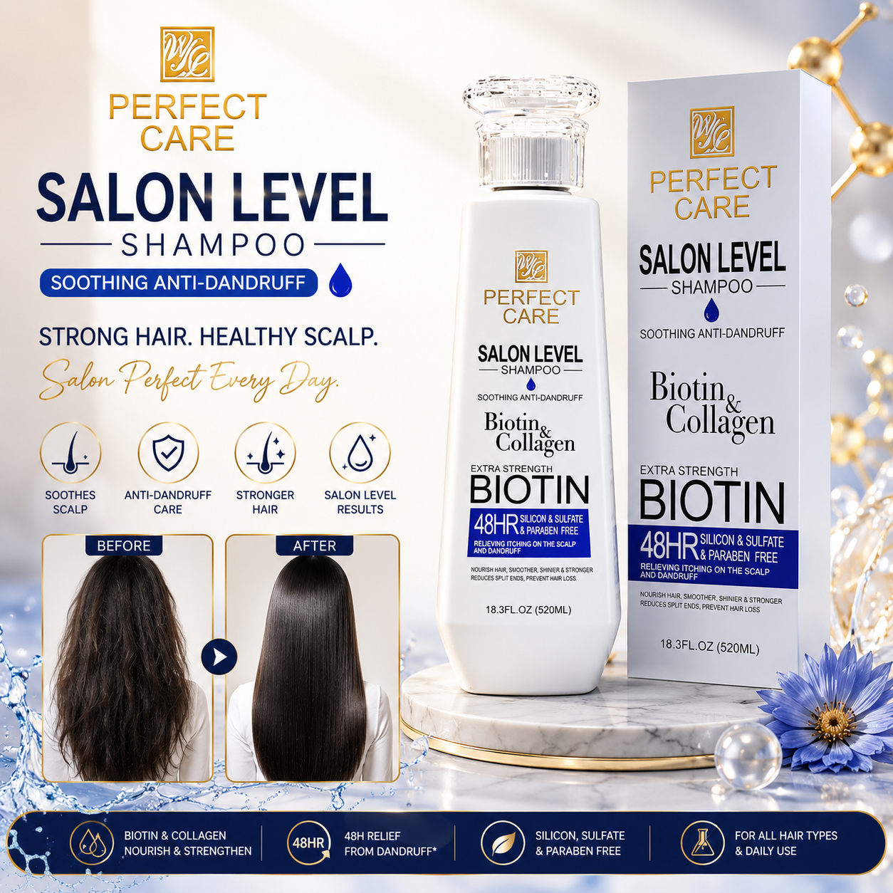 Perfect Care Salon Level Shampoo Biotin and Collagen