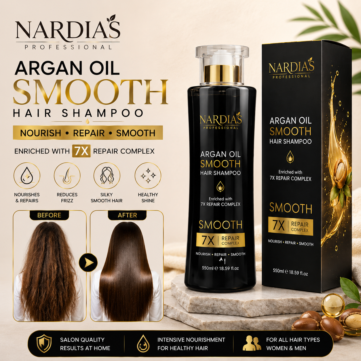Nardias Professional Argan OiL Smooth Hair Shampoo
