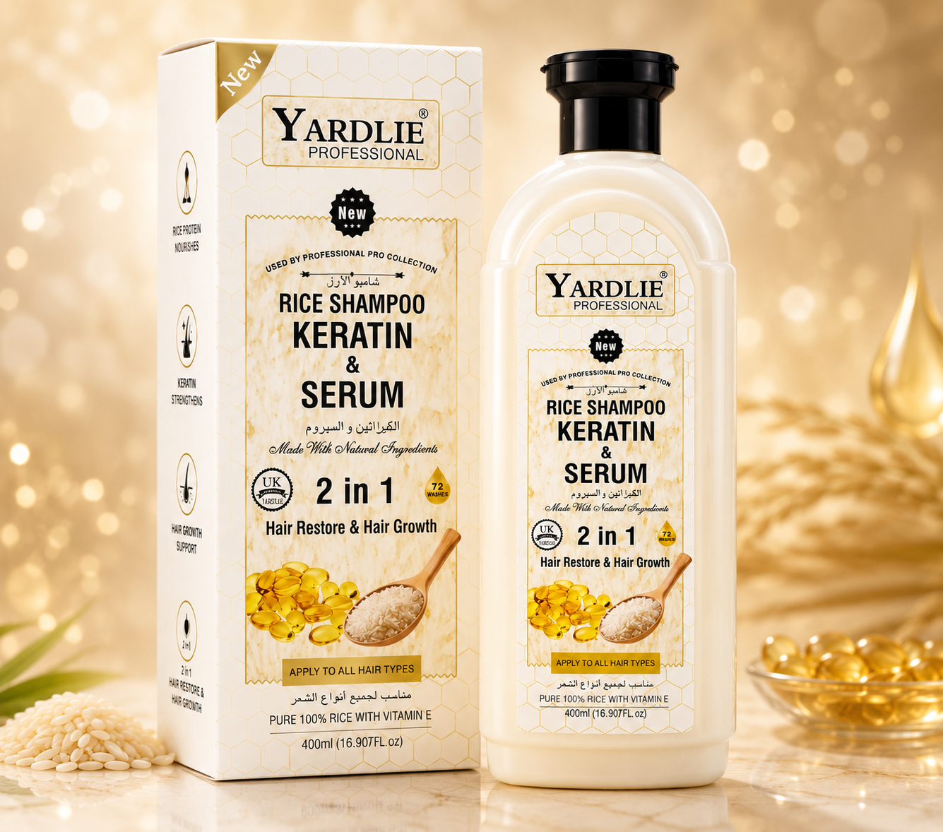 Yardlie Professional Rice Shampoo Keratin and Serum 2 In 1 Hair Restore and Hair Growth