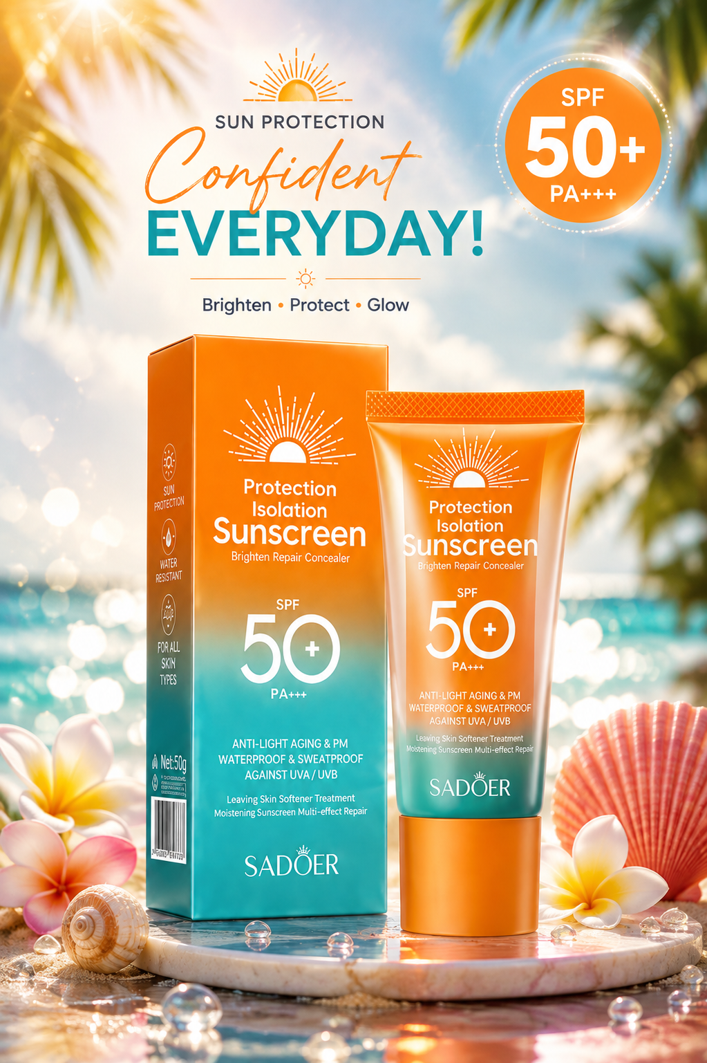 Sadoer Protection Isolation Sunscreen Brighten Repair Concealer SPF50+ PA+++