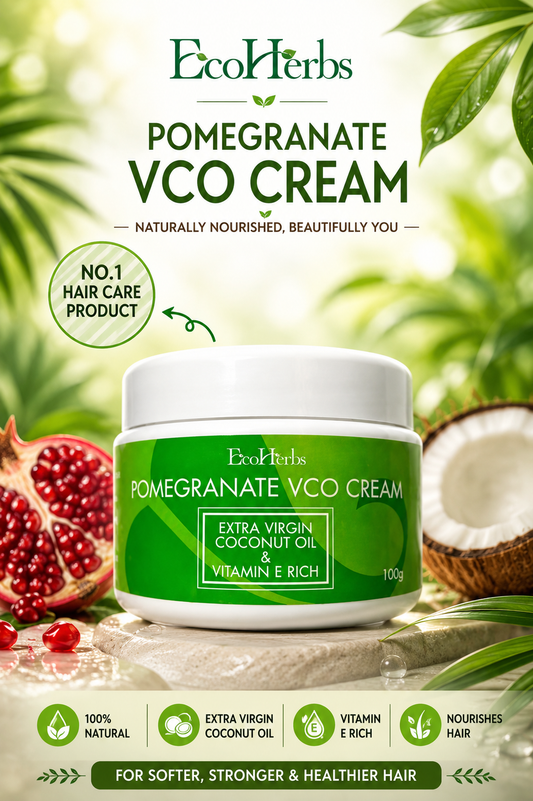 EcoHerbs Pomegranate Vco Cream For Hair Growth & Hair Loss/Hair Thinning Green- 100G
