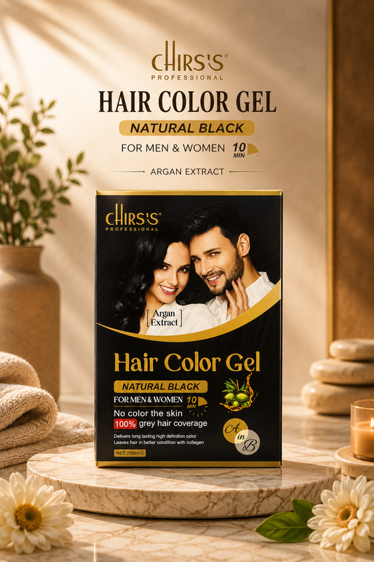 Chirs's Argan Extract Hair Color Gel Natural Black for Men & Women 250ml × 2