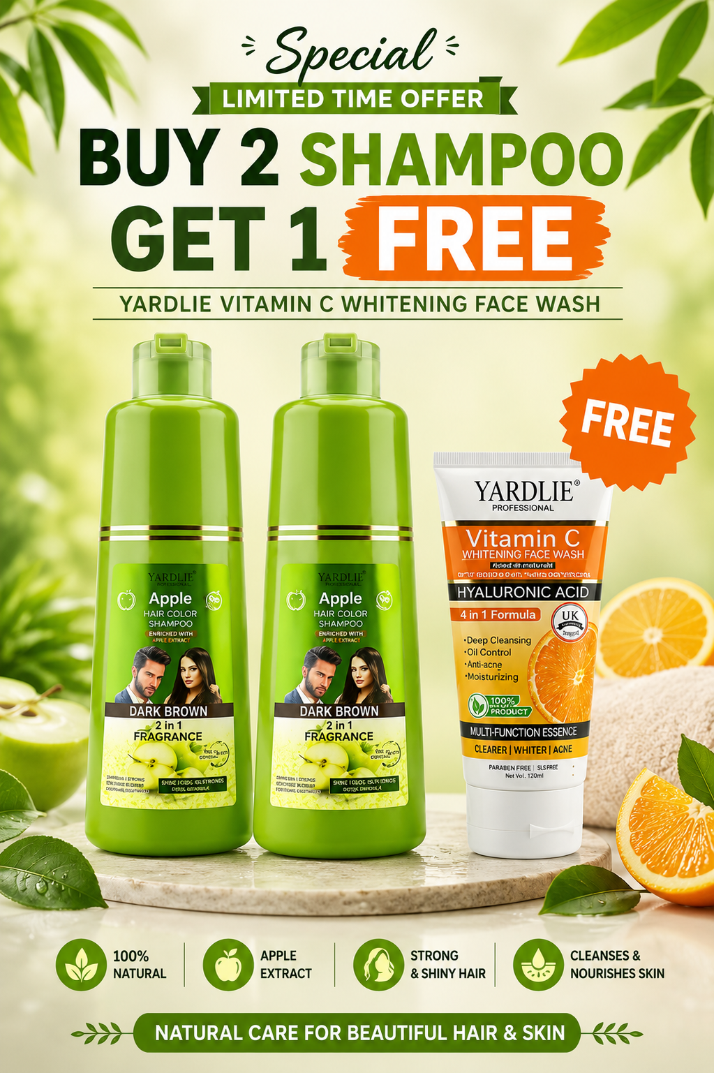 Yardlie Apple Hair Color Shampoo And Yardlie Vitam C Whitening Face Wash
