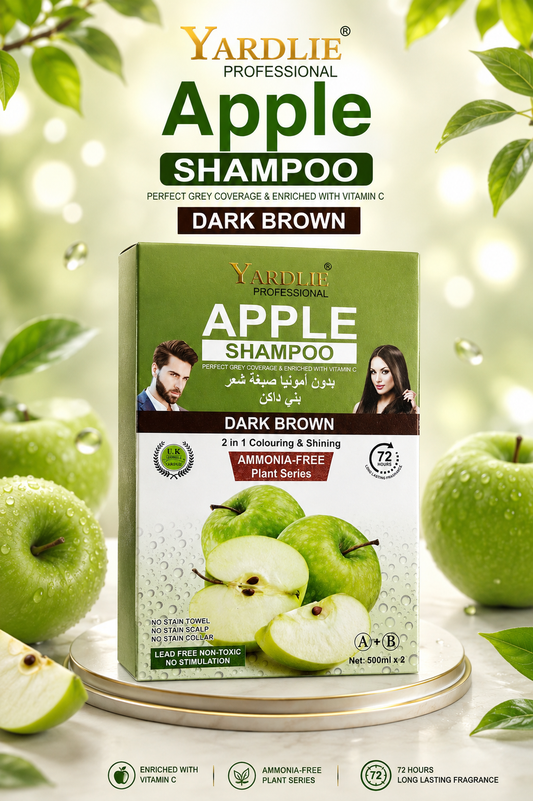 Yardlie Professional Apple Shampoo Dark Brown 2 In 1 Colouring And Shining Ammonia Free Plant Series 500mlx2