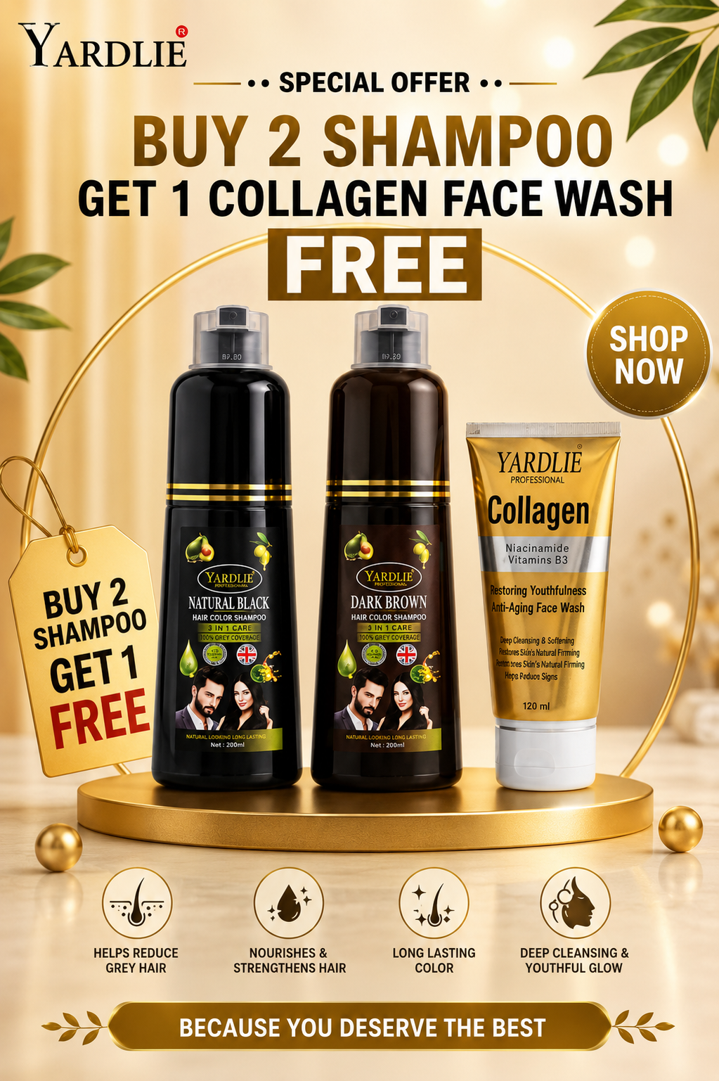 Yardlie Hair Color Shampoo And Yardlie Collagen Face Wash