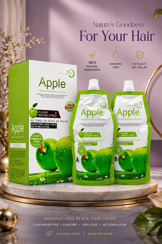 Apple Ammonia-Free Clear Water Hair Dye Cream – Natural Black 1000ml Duo