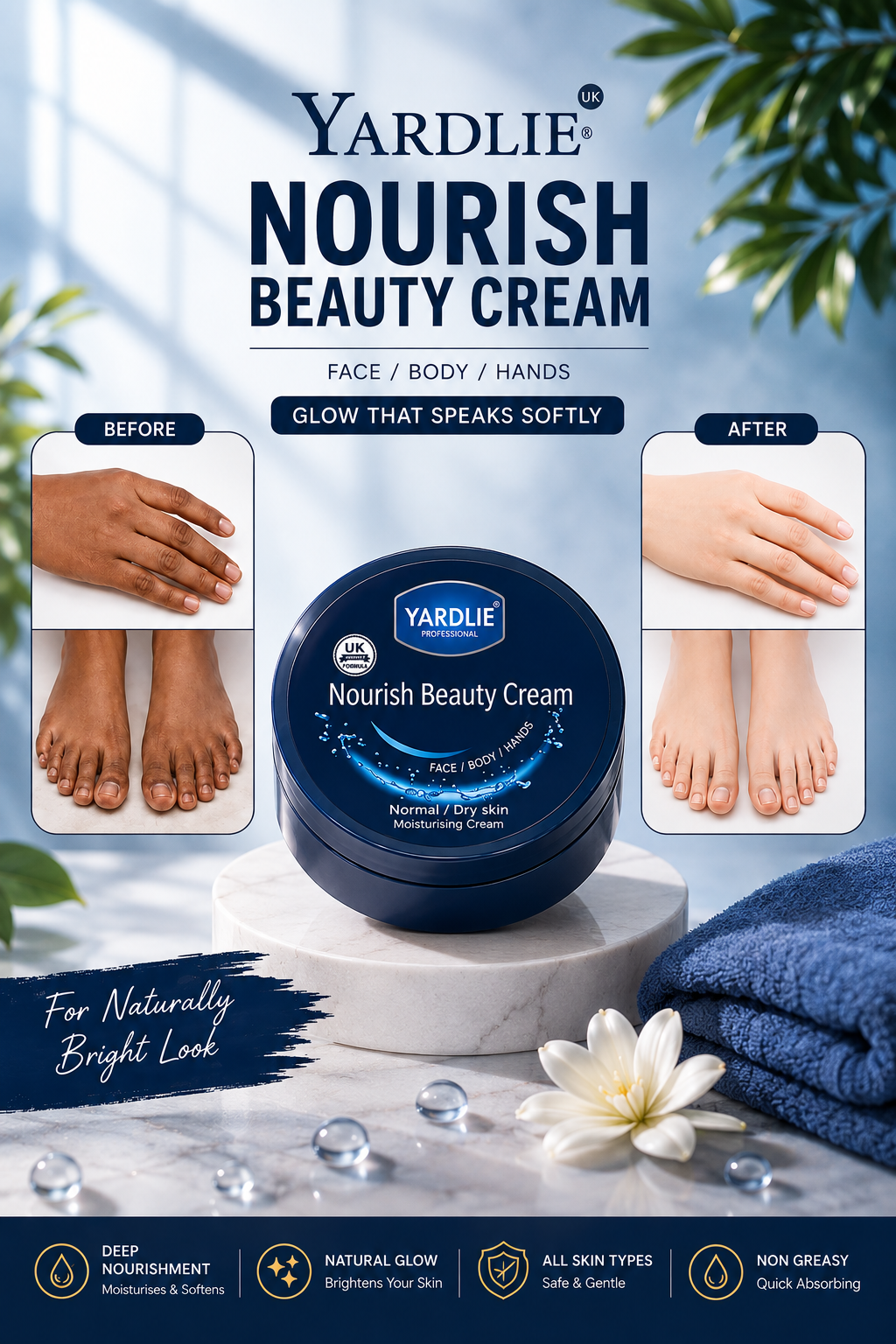 Yardlie Korean Hands, Feet & Underarm Whitening and Repair Cream for Dark Spots