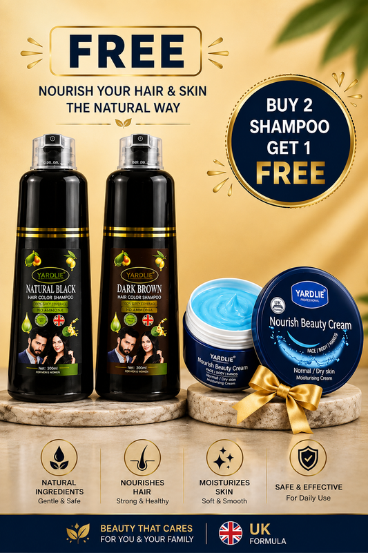 Yardlie  Dark Brown Light Brown & Natural Black Hair Color Shampoo And Zeesh Korean Whitening Cream