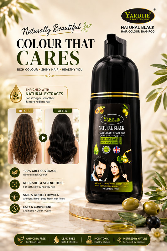 Yardlie Natural Black Hair Color Shampoo for Hair and Beard 400ml