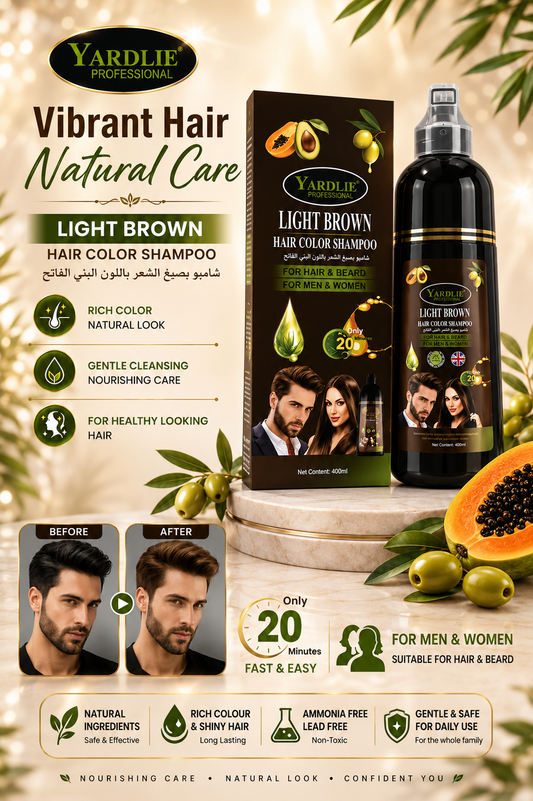 Yardlie Professional Lighten Brown Hair Color Shampoo For Hair and  Beard For Men and Women 400ML