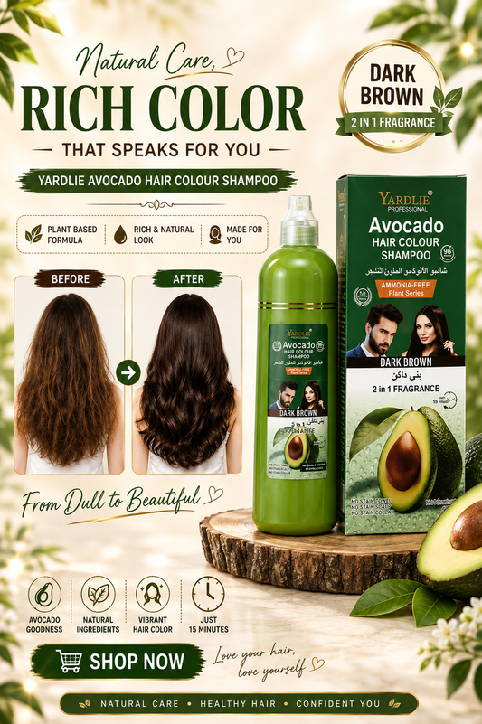 Yardlie Avocado Hair Colour Shampoo – Dark Brown 400ML