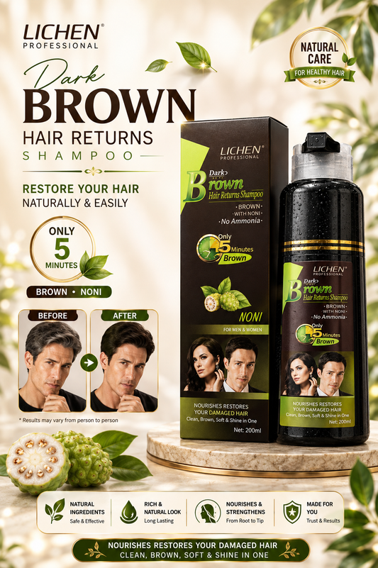 Lichen Dark Brown Hair Color Shampoo (Pump Bottle) 200ml