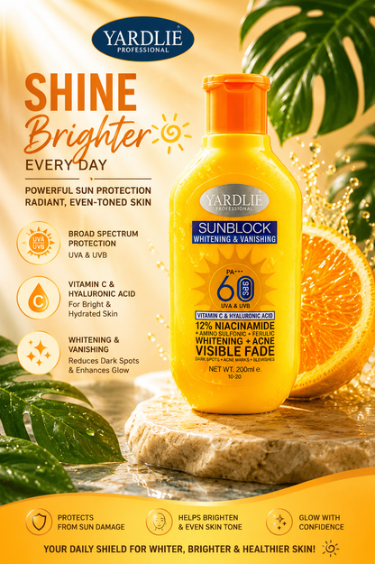 Yardlie Professional Sunblock | Vitamin C And Niacinamide | UK Based Formula | 200ml