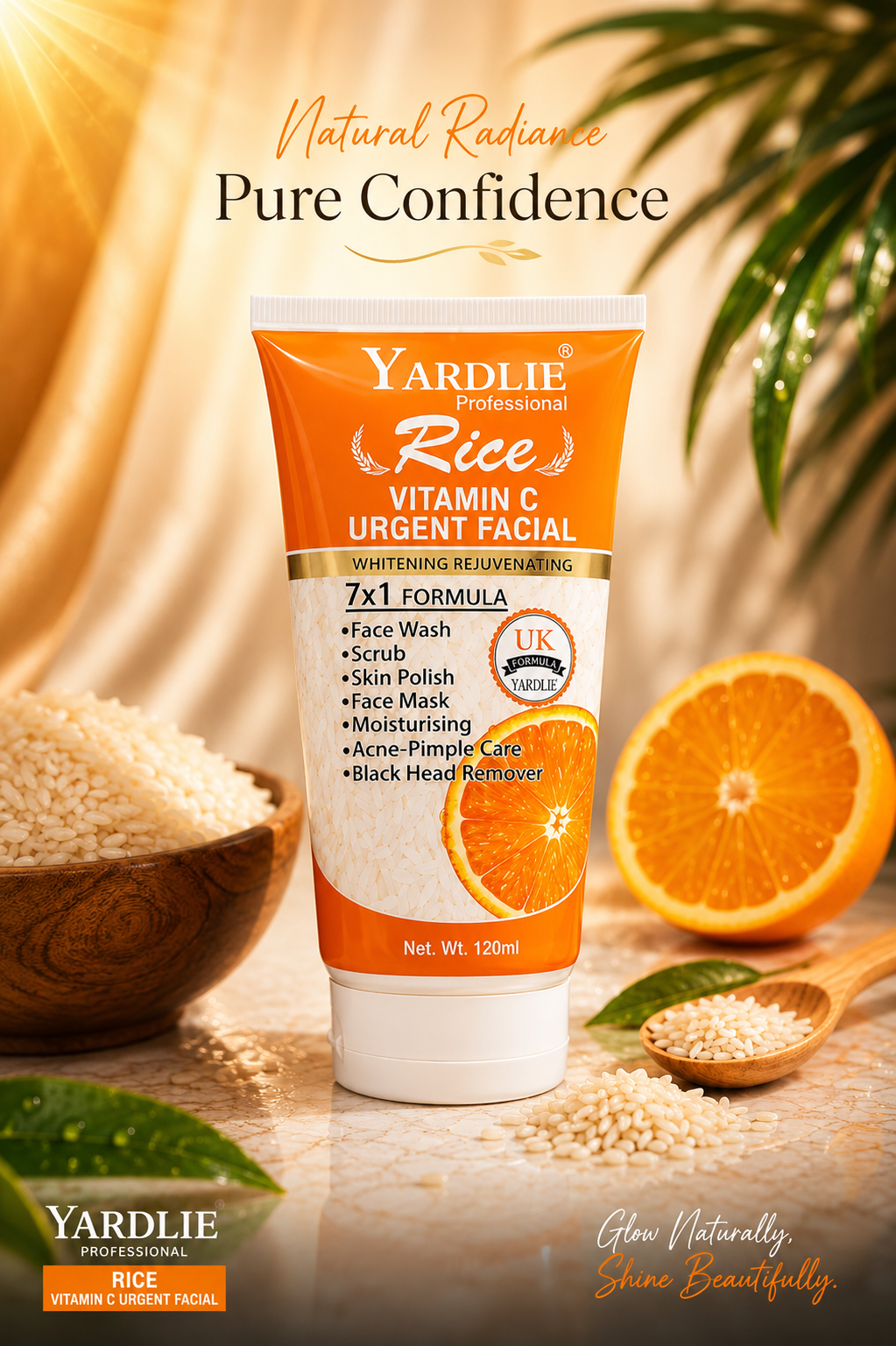 Yardlie Rice Vitamin C Urgent Facial 7 in 1 Whitening Rejuvenating Formula 120ml