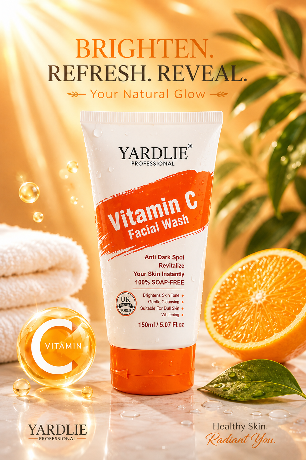 Yardlie Professional Vitamin C Facial Wash Brightening Face Cleanser 150ml