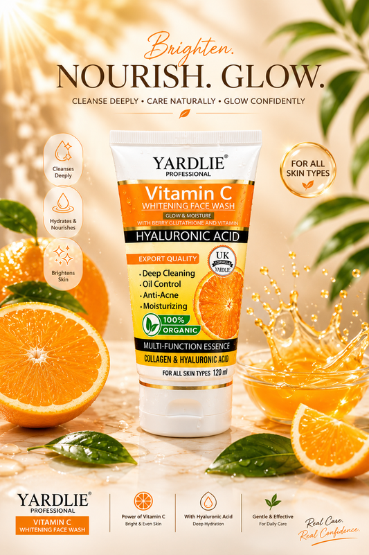 Yardlie Professional Face Wash | Vitamin C | Hyaluronic Acid | Glow & Moisture | 120Ml