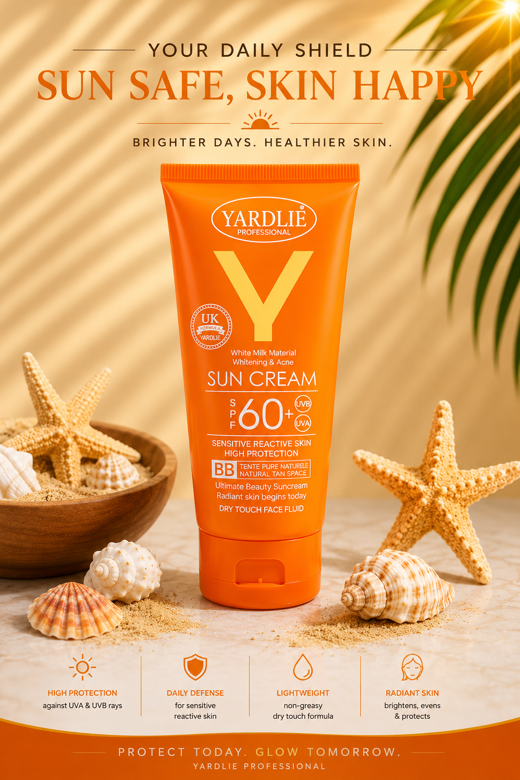 Yardlie Professional Sun Cream SPF 60 BB Natural Tan 100ml