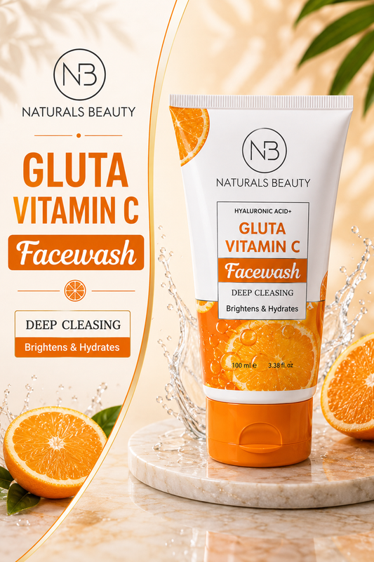 Natural Beauty Hyaluronic acid Gluta Vitamin C Face Wash Deep Cleasing Brighten and Hydrate