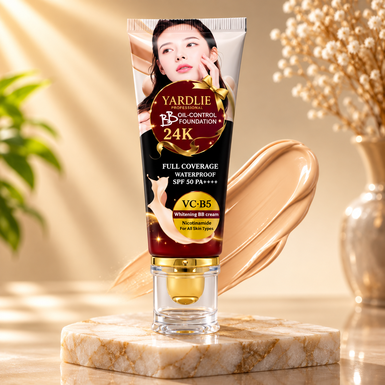 Yardlie VC B5 BB Cream Foundation 24K Oil Control SPF 50 50ml