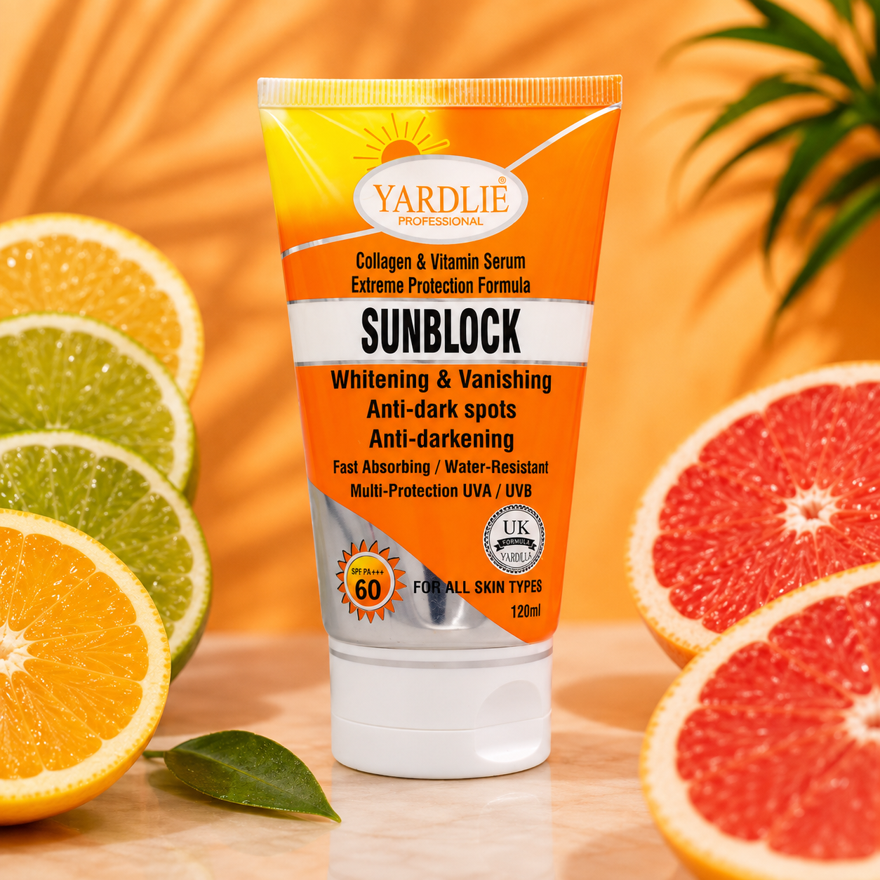 Yardlie Professional Sunblock SPF 60 UVA UVB Protection for All Skin Types 120ml