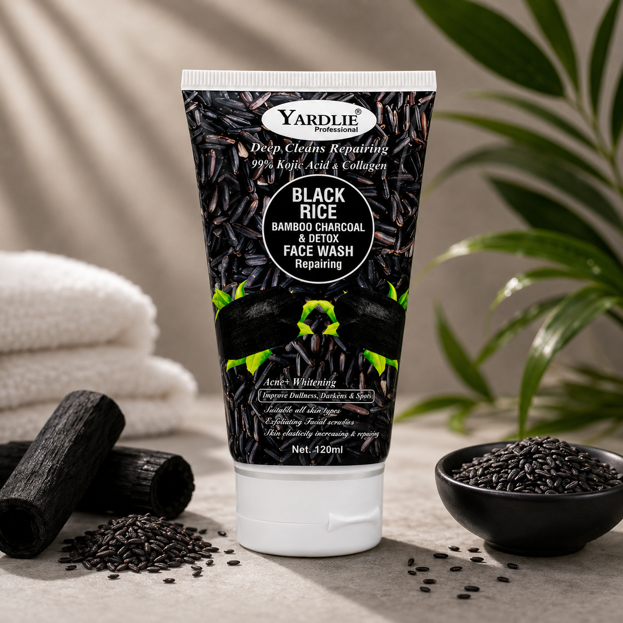 Yardlie Professional Black Rice Bamboo Charcoal Detox Face Wash 120ml