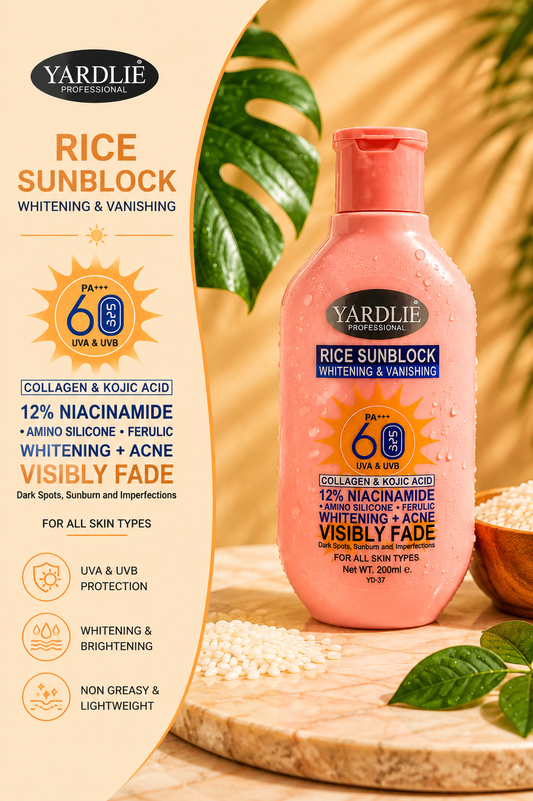 Yardlie Professional Sunblock | Rice | 12% Niacinamide | UK Based Formula | 200ml