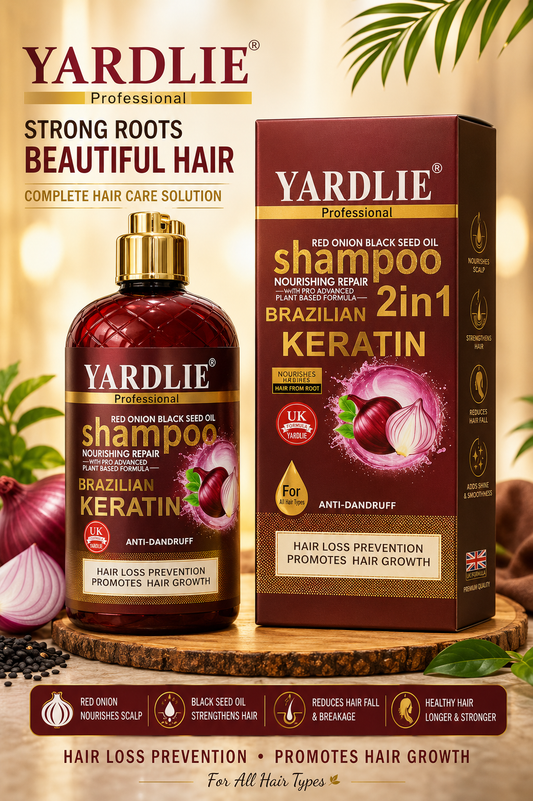Yardlie Professional Red Onion Black Seed Oil Shampoo 2In1 Brazilian Keratin
