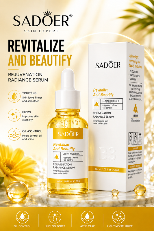 SADOER Rejuvenation Radiance Facial Serum Essence Replenishing Moisturizing Firming Lifting Serum for Face Care