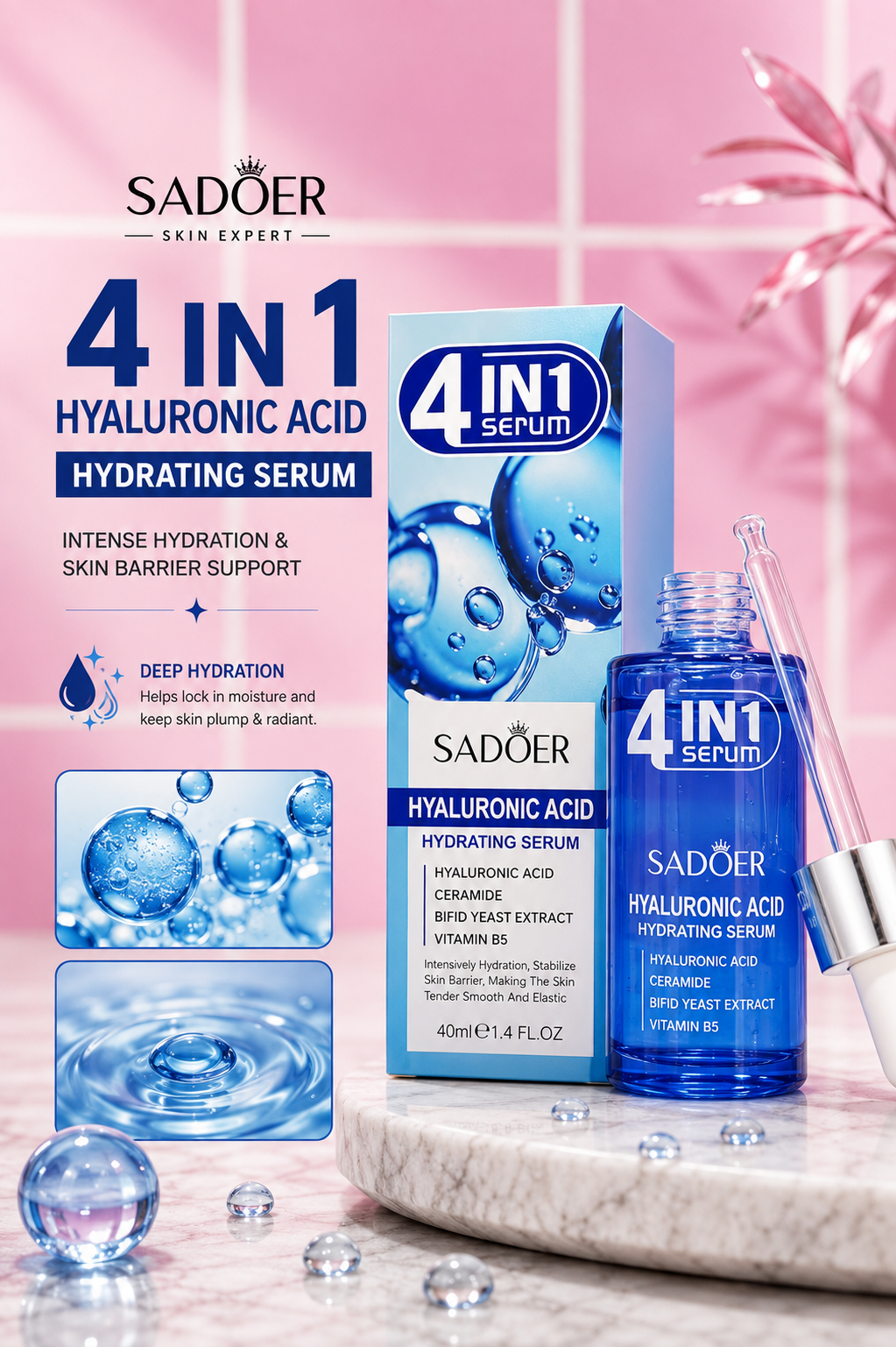 SADOER 4 In 1 Hyaluronic Acid Hydrating Serum