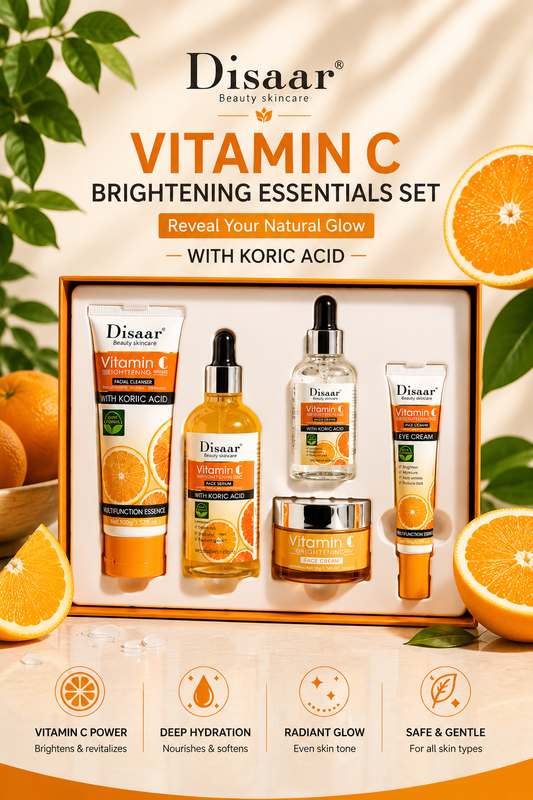 Disaar Vitamin C Brightening & Hydrating Skincare Kit (5-in-1 Glow Set with Hyaluronic Acid)