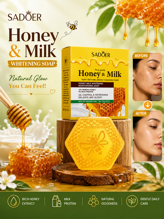 Sadoer Pure Gentle Honey and Milk Whitening Moisturizing Soap