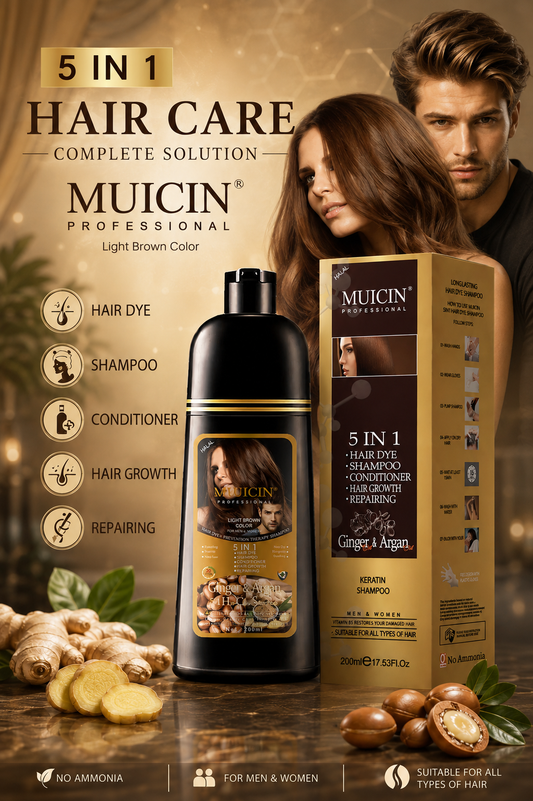 Muicin Ginger and Argan 5-In-1 Hair Color Shampoo Light Brown 200ml